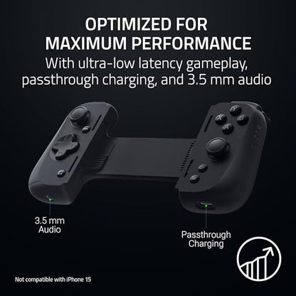 Razer Kishi V2 Pro Mobile Gaming Controller for Android: HyperSense Haptics - Universal Fit - Stream PC & Console Games - Play Touchscreen Only Games - Compatible w/Samsung Galaxy & Google Pixel - color: Black, style: Kishi V2 Pro