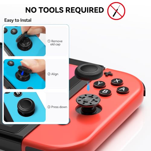 NEWDERY Replacement Thumb Grips for Nintendo Switch/OLED/Lite | 10PCS, Anti-Slip, Diamond Texture, TPU Grip Caps, Joystick Covers, Repair Accessories, for Nintendo Switch/OLED/Lite Joy-Con