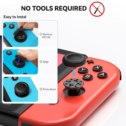 NEWDERY Replacement Thumb Grips for Nintendo Switch/OLED/Lite | 10PCS, Anti-Slip, Diamond Texture, TPU Grip Caps, Joystick Covers, Repair Accessories, for Nintendo Switch/OLED/Lite Joy-Con