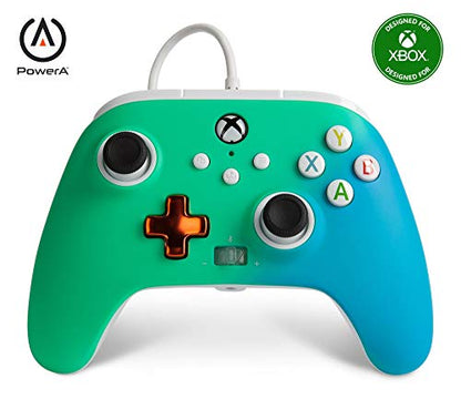 PowerA Enhanced Wired Controller for Xbox Series X|S - Seafoam Fade, gamepad, wired video game controller, gaming controller, Xbox Series X|S, Officially Licensed for Xbox - color: Seafoam Fade