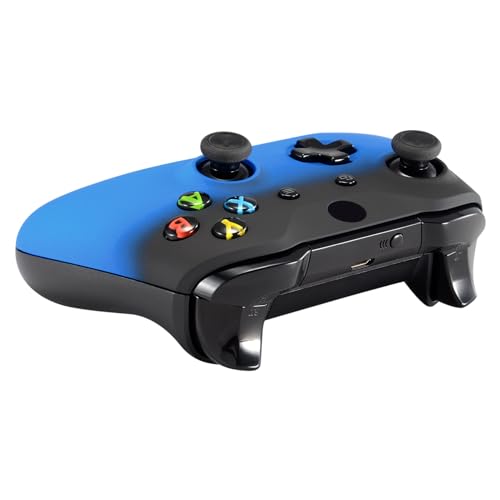 eXtremeRate Shadow Blue Faceplate Cover, Soft Touch Front Housing Shell Case, Comfortable Soft Grip Replacement Kit for Xbox One S & Xbox One X Controller - Controller NOT Included - color: Shadow Blue