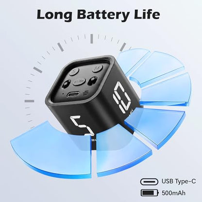 Pomodoro Timer Cube, Productivity Visual Timer Flip, 5/10/30/60 Min Preset Custom Countdown, ADHD Tool Rotating Countdown Stopwatch, Vibrate/High/Low Volume, for Study, Work, Game, Kitchen-Black - color: Black