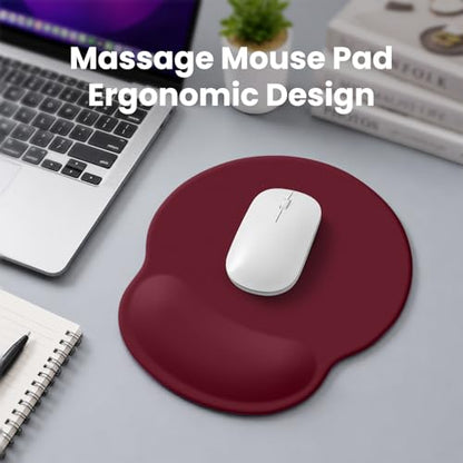 Mouse pad with Wrist Rest,Relieving Pain Memory Foam Computer pad, Ergonomic Desktop Mouse, Silicone Material Mouse pad, with Non-Slip PU Base (red) - color: red