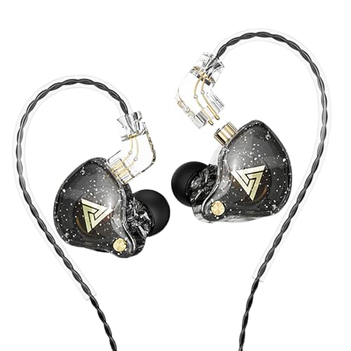 Wired Gaming Earbuds, QKZ AK6 PRO in Ear Monitors, Deep Bass Sound Wired Earbuds, HiFi in Ear Headphones with New 1DD 10mm Dynamic Driver, IEM for Music Gaming Video Calling (Black) - color: Black
