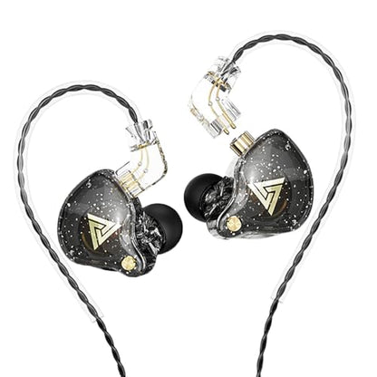 Wired Gaming Earbuds, QKZ AK6 PRO in Ear Monitors, Deep Bass Sound Wired Earbuds, HiFi in Ear Headphones with New 1DD 10mm Dynamic Driver, IEM for Music Gaming Video Calling (Black) - color: Black