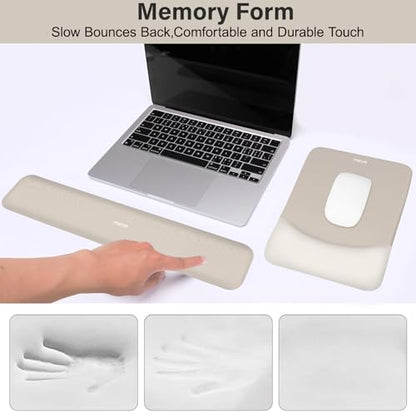 MOSISO Wrist Rest Support Mouse Pad & Keyboard Set, Stone Gray | Rectangular Ergonomic Mousepad, Non-Slip Base, Home/Office Pain Relief & Easy Typing, Neoprene Cloth & Raised Silicone Lining - color: Stone Gray