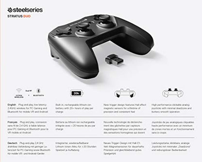 SteelSeries Stratus Duo Wireless Gaming Controller – Compatible with Android, Windows, VR, and Chromebooks – Dual-Wireless Connectivity – High-Performance Materials – Supports Fortnite Mobile