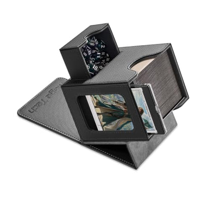 Card Deck Box for MTG Commander - Patented Design, Commander Display, Fits 100 Double-Sleeved Cards, 35pt Card Brick & Dice Tray - Black/Gray - color: 2. Artifact (Black /Grey)
