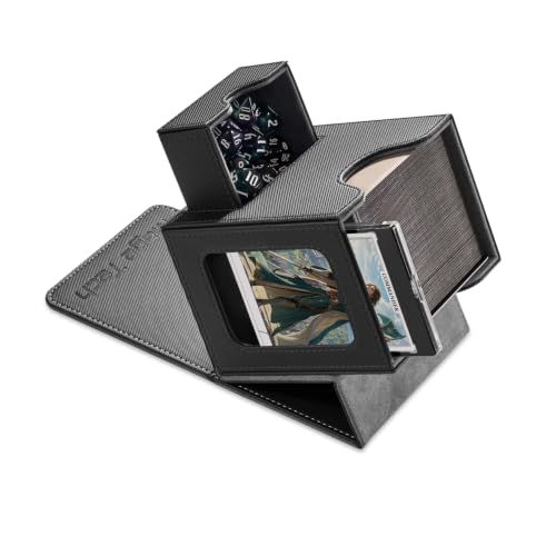 Card Deck Box for MTG Commander - Patented Design, Commander Display, Fits 100 Double-Sleeved Cards, 35pt Card Brick & Dice Tray - Black/Gray - color: 2. Artifact (Black /Grey)
