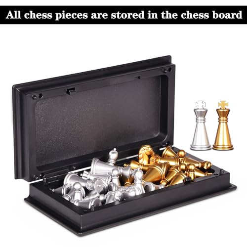 5" Mini Chess Set Travel Board Game with Magnetic Folding Chess Board Portable and Store Chess Pieces Pocket Chess Games for Kids and Adult,Easy to Carry