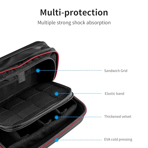 TELESIN Large Carry Case Carrying Travel Bag for GoPro Max Hero 13 12 11 10 9 8 7 6 5 DJI Action 3 4 5 Osmo Pocket 3 Insta360 X3 X4 X5 Go3 Ace Pro AKASO Battery Charger Strap Mount Accessories - size: Large