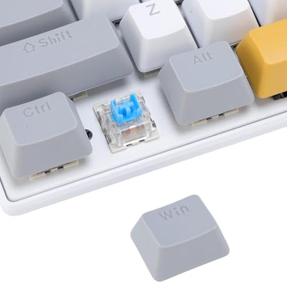 Zopsc 60 Percent Mechanical Gaming Keyboard, 68 Keys Compact RGB Backlit Blue Switches, Wired Keyboard for PC Laptop Typing - color: Yellow Gray White
