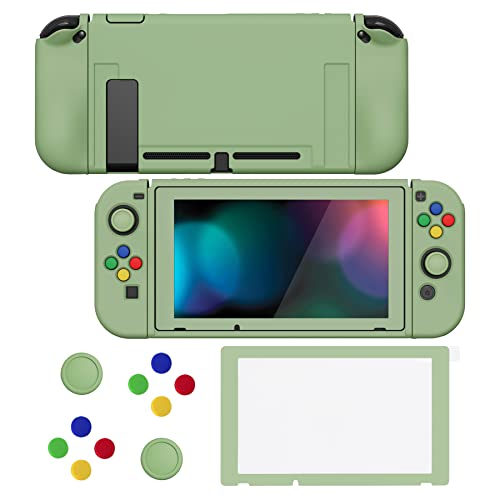 PlayVital ZealProtect Soft Protective Case for Nintendo Switch, Flexible Joycon Cover Slim Cover for Nintendo Switch with Screen Protector & Thumb Grip Caps & ABXY Direction Button Caps - Matcha Green - color: Matcha Green