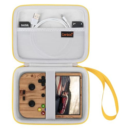 Canboc Carrying Case for G350/ RG40XXV/ RG406V/ RG405V Retro Handheld Game Console, RG40XXV Video Gaming Console Storage Box, Mesh Pocket fits Cable, SD Card, Yellow (Case Only) - color: Yellow