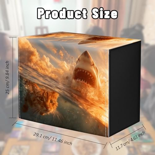 DEGDFSGR Card Game Storage Box for TCG MTG Commander Deck Box MTG Card Box Organizer Trading Card Case Magnetic Closure Creative Pattern Up to 2400 Cards, Cat Shark Ocean Sunset - color: Cat Shark Ocean Sunset
