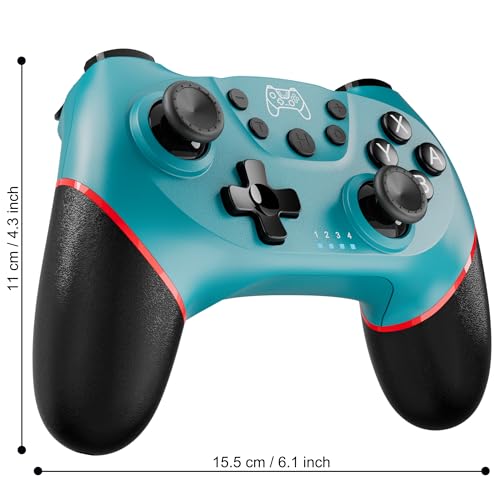 Diswoe Switch Pro Controller, Wireless Switch Controller for Switch 2/Lite/OLED, Bluetooth Gaming Controller with Hall Effect Joystick, Controller for PC/Android Phone with Gyro Sensor Turbo Vibration - color: Blue