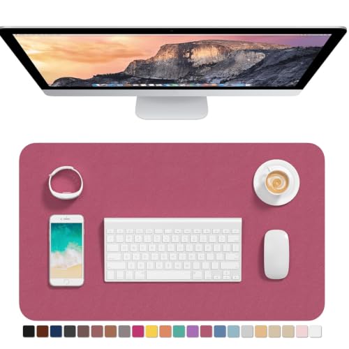Hsurbtra Desk Pad, 23.6" x 13.8" PU Leather Desk Mat, M Extended Mouse Pad, Waterproof Desktop Blotter Protector, Non-Slip Ultra Thin Small Laptop Keyboard Writing Mat for Office Home, Deep Red - color: Deep Red, size: 23.6" x 13.8"