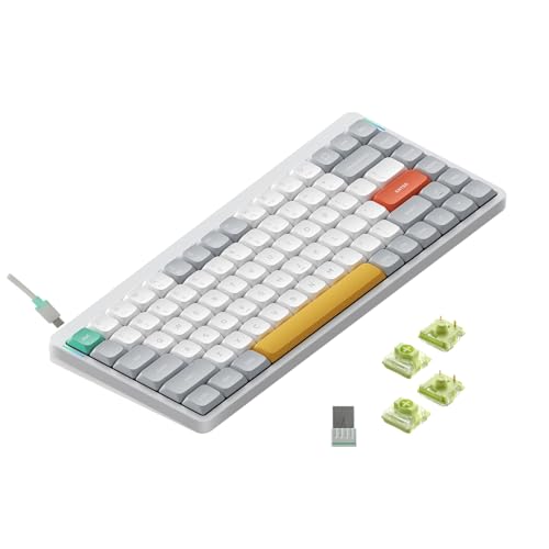 nuphy Air75 V2 Portable 75% Mechanical Keyboard,Wireless Keyboard,Supports Bluetooth/2.4G/USB-C RGB Bluetooth Keyboards,Compatible with Windows/Mac OS/Linux Systems White-Gateron Aloe Switch - color: White, size: Gateron Aloe Switch