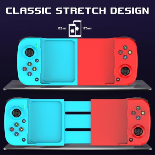 Megadream Mobile Game Controller Gamepad for iPhone iOS Android PC: Works with iPhone 16/15/14/13/12/11, iPad, Samsung Galaxy, TCL, Tablet, Call of Duty, Diablo Immortal - Directly Play (Blue+Red2) - color: Blue+Red2