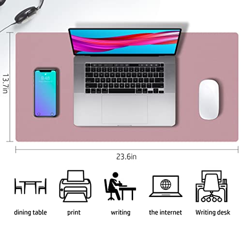 Aothia Double-Sided PU Leather Desk Pad - Non-Slip Large Mouse Pad & Desk Mat for Office, Home - Waterproof, Easy to Clean, Durable Dual-Sided Surface (23.6"x13.7", Purple) - color: Purple, size: 23.6" x 13.7"