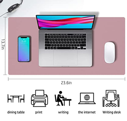 Aothia Double-Sided PU Leather Desk Pad - Non-Slip Large Mouse Pad & Desk Mat for Office, Home - Waterproof, Easy to Clean, Durable Dual-Sided Surface (23.6"x13.7", Purple) - color: Purple, size: 23.6" x 13.7"
