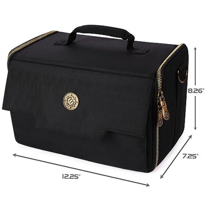 ENHANCE Miniature Figure Satchel - Compact Storage & Carrying Case for DnD Miniatures with Strap, 3 Foam Trays (2 Pre-Cut and 1 Pick & Pluck Tray) - Fits 20mm to 25mm Figures (Small - Standard Base) - size: Small (32 Slots), style: Standard Base Minis