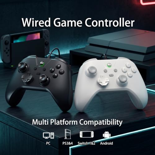 Megadream Wired Controller for Switch 2|1/PS4/PS3/PC/Android Gaming Controller, 1000Hz Polling Rate, 2M USB Cable, USB -C Adapter, Ergonomic Gamepad Joystick
