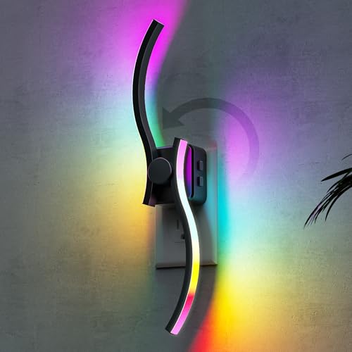 L LOHAS LED Night Light, Night Lights Plug into Wall, Modern Nightlight with Dusk to Dawn Sensor, 3000K & RBG Dimmable Wave Plug in Night Light, for Bedroom Bathroom Hallway - color: Wave-RGB, size: 1 Pack