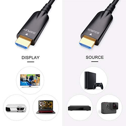 DTECH 100ft Fiber Optic HDMI Cable with 4K 60Hz 1080p HD Video 3D HDCP CEC High Speed Supported Compatible with Laptop Computer Monitor Projector TV DVD Player Gaming Console (100 Feet, Black) - size: 100ft