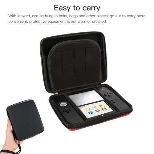 Carrying Case for 2DS Console and Accessories, Hard Shell Protective Travel Case, with 8 Game Slot and Inner Pocket, Wrist Strap (Black) - color: Black