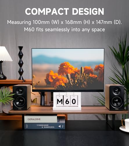 Edifier M60 Multimedia Speaker Bluetooth 5.3, 66W RMS, Hi-Res Audio & Hi-Res Wireless Audio, LDAC,3" Mid Bass & 1" Tweeter, USB-C & Aux Inputs, Compact Desktop Speaker – Classic Oak - color: Classic Oak
