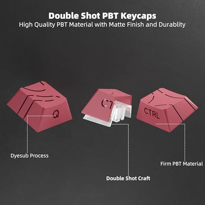 FunHub Shine Through PBT Keycaps - Pink Side Printed DoubleShot Keycaps Set 133 Keys 60 65 75 100 Percent Cherry Profile,Gradient Topographic RGB Backlit Key Caps for MX Full Size Mechanial Keyboards - color: Pink