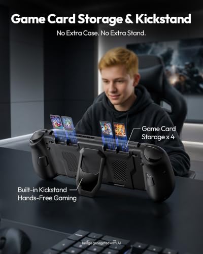 VOYEE Switch Controllers with Hall Effect Joystick & Kickstand, Compatible with Nintendo Switch/OLED, Wireless Pro Controller Ergonomic Grip Joypad with RGB Light, Turbo, Macro, 4 Game Slot Black - color: Black