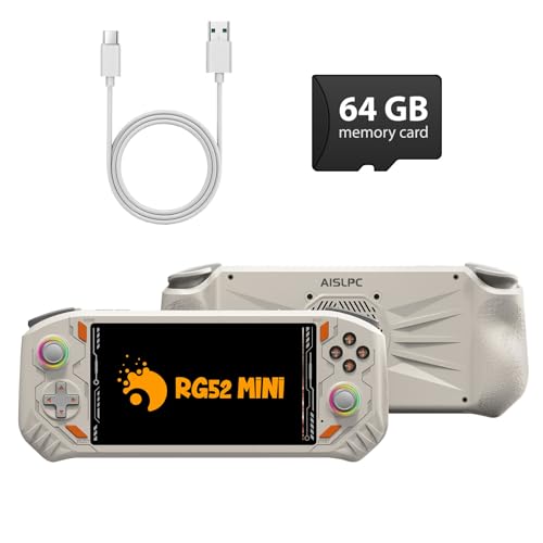 RG52MINI Retro Handheld Game Console, 5.5 Inch IPS Screen, Portable Dual System, 64GB Support 30+ Emulator&22000+ Classic Games, WiFi Networked Fighting, HDMI TV Output, 5000mAh Battery(Gray 64GB) - color: Grey