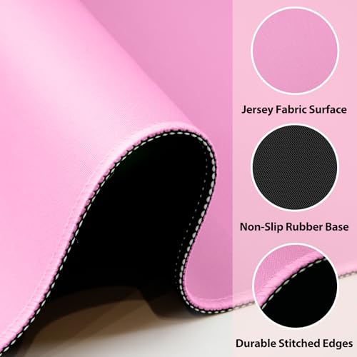 Pink 31.5" Crease-Free Non-Slip Noise Reduction Mahjong Mat | American Mahjong Table Cover with Carrying Bag for Poker Card Games Dominoes & Board Games - color: Pink