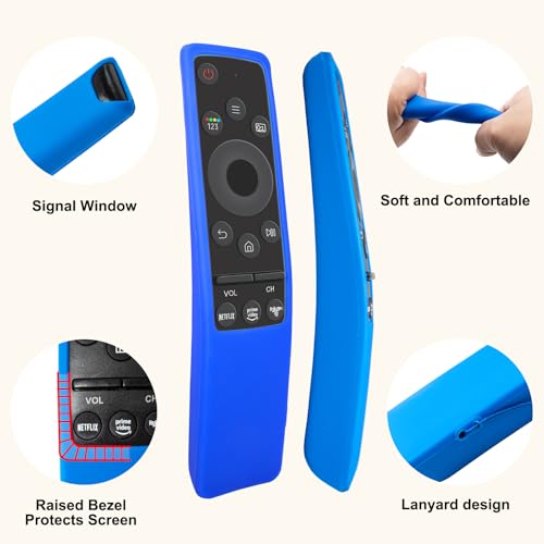 2 Pack Samsung TV Remote Silicone Protective Case - Compatible with BN59 Series - Glow in The Dark - Blue/Black Skin Sleeve - color: Blue not Glow+ Black not Glow