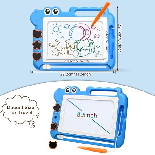 AiTuiTui Magnetic Drawing Board for Toddlers, Dinosaur Doodle Board Toddler Toys, Educational Learning Kids Toys Gifts for 2 3 4 Year Old Boys Girls, Color Sketch Writing Pad Travel Games (Blue) - color: Dinosaur Blue