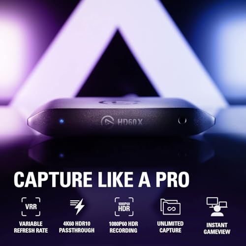Elgato HD60 X 1080p60 HDR10 External Capture Card for PS5, PS4/Pro, Xbox Series X/S, Xbox One, PC/Mac (Renewed)