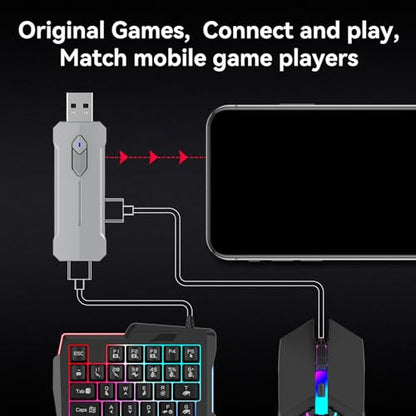 Zunate Half Hand Gaming Keyboard and Combo, Half Hand Gaming Keyboard Set, 4 in 1 Mobile Gaming Keyboard Set with Converter, Adjustable Phone Stand for PC