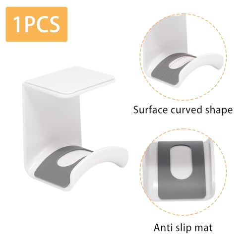 1Pcs White ABS Plastic Headphone Stand Hanger, Hanging Headset Holder Hook Under Desk, Adhesive Earphones Hangers for Desk Headphone Hanger, Most Headphones and Controller