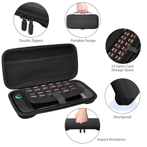 Travel Carrying Case for Nintendo Switch 2 2025, Large Volume Consoles Accessories Bundle Holder Shockproof Hard Shell Protective Cover Pouch Waterproof Portable with Game Cartridge Slots Black - color: Black, style: Net