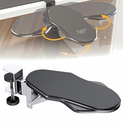Computer Arm Rest for Desk, 180° Swivel and 90° Foldable, Black | Desk Extender Tray, Clamp On Desk Arm Rest, Ergonomic Elbow Arm Support Desk, Easy To Install, Home & Office - color: Black, size: Medium (1 Count)