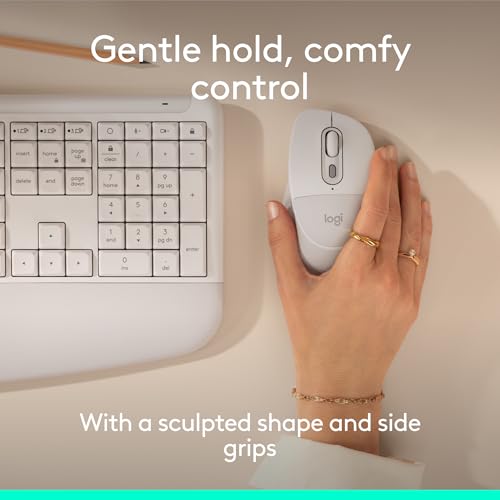 Logitech Signature Comfort Plus M850 L Wireless Mouse - Off White | Bluetooth, palm cushion, 24-month battery, customizable buttons, for Windows, Mac, iPad - color: Off White, style: With Palm Cushion