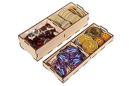 The Broken Token Wooden Game Organizer Compatible with Red Dragon Inn Character Trove – 4 Card Rows, 49 Decks