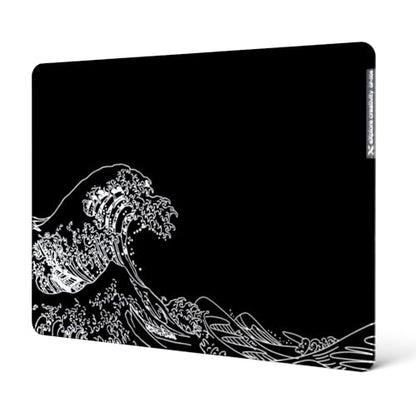 XVX Black Kanagawa Glass Mousepad 4.0, Hard Mouse Pad for Gaming, Ultra-Smooth Micro-Etched Surface Mouse Mat with Non-Slip Rubber Base(410mm*310mm) - color: Black(Kanagawa)