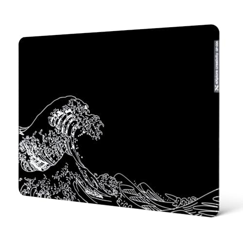 XVX Black Kanagawa Glass Mousepad 4.0, Hard Mouse Pad for Gaming, Ultra-Smooth Micro-Etched Surface Mouse Mat with Non-Slip Rubber Base(410mm*310mm) - color: Black(Kanagawa)