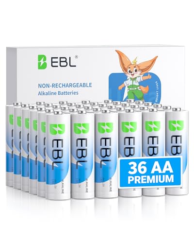 EBL AA Batteries 36 Pack Alkaline Double A Batteries, 12-Year Shelf Life | Ultra Long-Lasting, Leakproof Design 1.5V AA Battery for Household and Office Devices - size: AA 36 Count (Pack of 1)