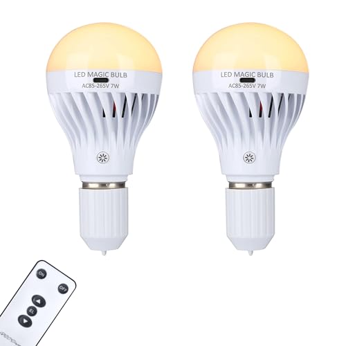 BSOD AC 85-265V 7W LED Magic Bulb with Remote Controller Warm White Emergency Light with Rechargeable Built-in Battery E27 Lamp for Home Indoor Lighting (USB Warm 2 Pack) - color: Usb Warm 2 Pack