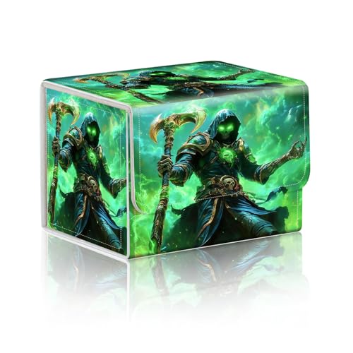 Trading Card Storage Box, Holds 100+ for MTG Cards, Premium PU Leather with Magnetic Closure, Skeleton With Green Glow Durable Deck Box for Magic the Gathering, Trading Card Games - color: Skeleton With Green Glow