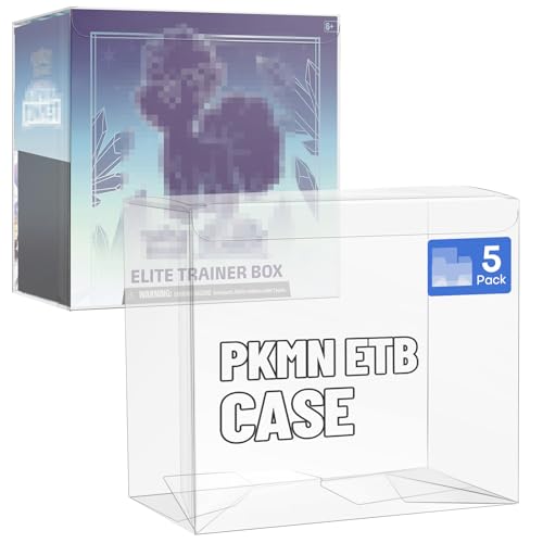 5 Pack Clear PKMN ETB Protector Case, PKMN Elite Trainer box Protector, PET Plastic Display Box Protector for Collectors Gifts Elite Trainer Boxes - 0.5mm Thick (Pack of 5) - size: 5 Pack